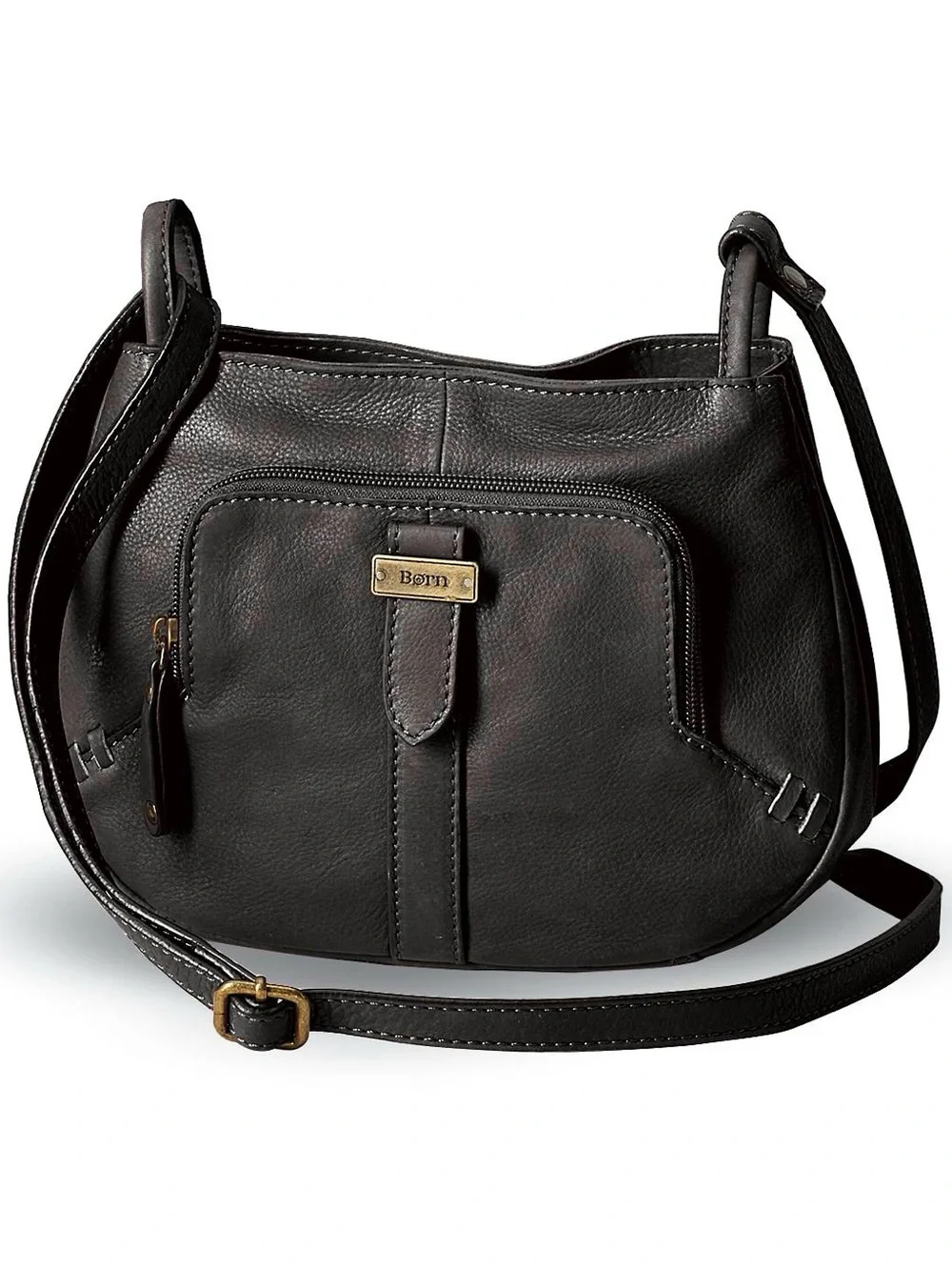 NWOT! BORN Leather Multi Compartment Crossbody Bag, BLACK